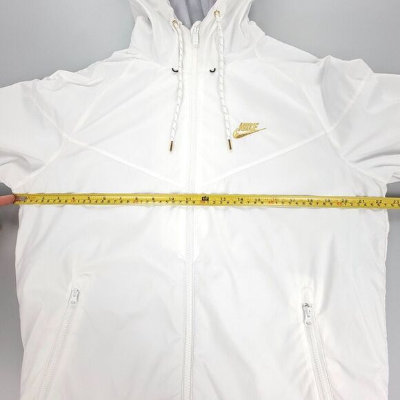 NIKE Winterized Windrunner Zip Up Jacket Fleece Ripstop Hoodie Small White Gold - Picture 4 of 11